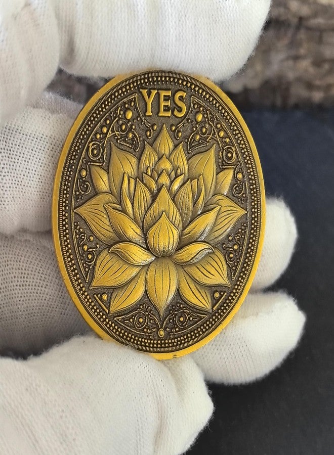 CYOUNG Golden Decision-Making Coin - Elegant Yes/No Challenge Coin with Lotus and Phoenix Design - Image 3